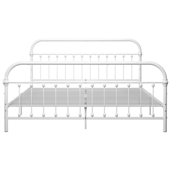 vidaXL Bed Frame without Mattress with Headboard White 180x200 cm Super King Metal
