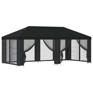 vidaXL Garden Gazebo with Sidewalls 6 x 3 m Black Polyester and Steel