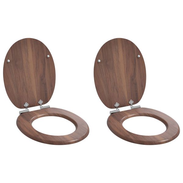 vidaXL Toilet Seat 2 pcs Brown 44 x 38 cm MDF board