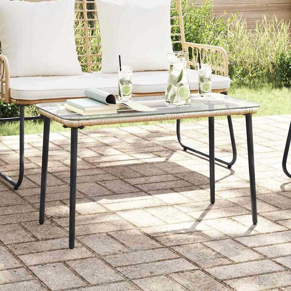 vidaXL Garden Table Natural 80 x 40 x 45.5 cm Poly rattan