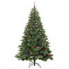 vidaXL Artificial Christmas Tree with 300 LEDs Green 210 cm PE and PVC