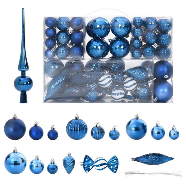 vidaXL Christmas Baubles 98 pcs Blue &Oslash;3/4/6 cm