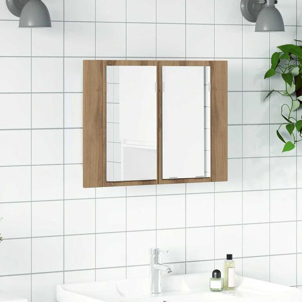 vidaXL LED Mirror Cabinet Artisan Oak 60x12x45 cm Engineered Wood