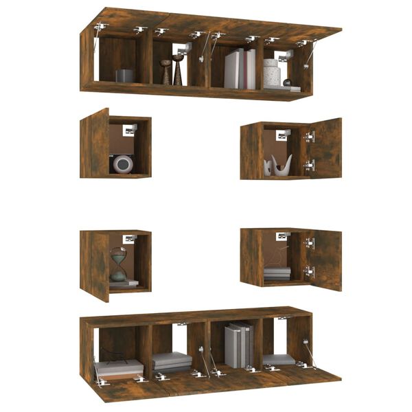 vidaXL 8 Piece TV Cabinet Set Smoked Oak Engineered Wood