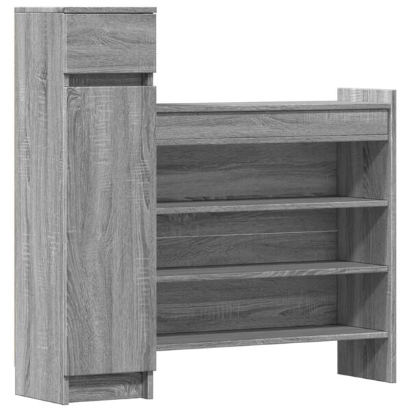 vidaXL Shoe Cabinet Grey Sonoma 100.5x28x100 cm Engineered Wood