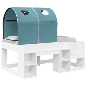 vidaXL Bed with Tunnel 3 pcs White and Light Blue Engineered Wood