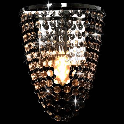 vidaXL Wall Lamp with Crystal Beads Silver Oval E14 Bulb