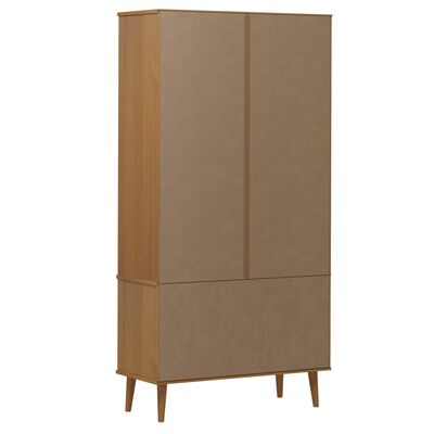 vidaXL Vitrine Cabinet MOLDE Brown 90x35x175 cm Solid Wood Pine