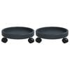 vidaXL Plant Trolleys with Wheels 2 pcs Grey Diameter 34 cm 35 kg