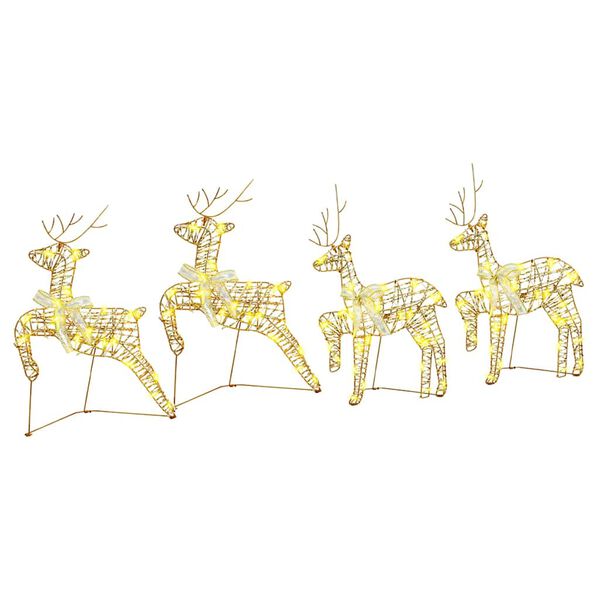 vidaXL LED Reindeers with 80 LEDs 4 pcs Gold PET
