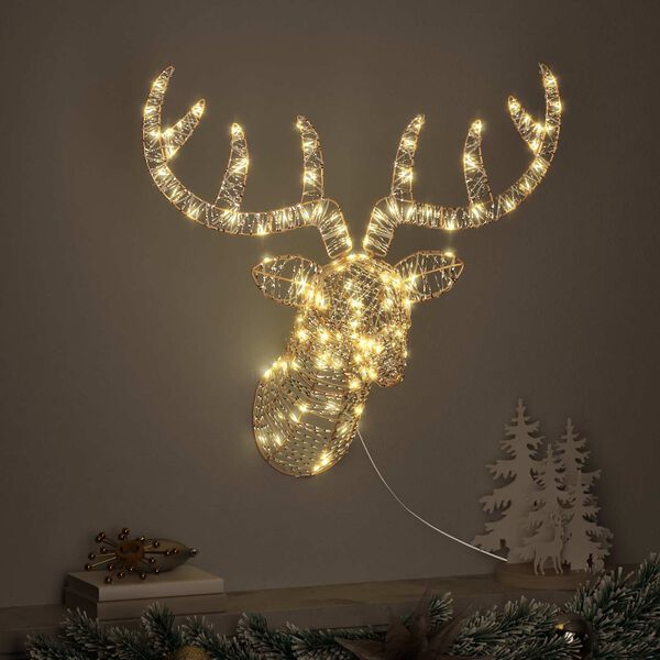 vidaXL Reindeer Pull Sleigh Warm white 68 x 36.5 x62.5 cm PET