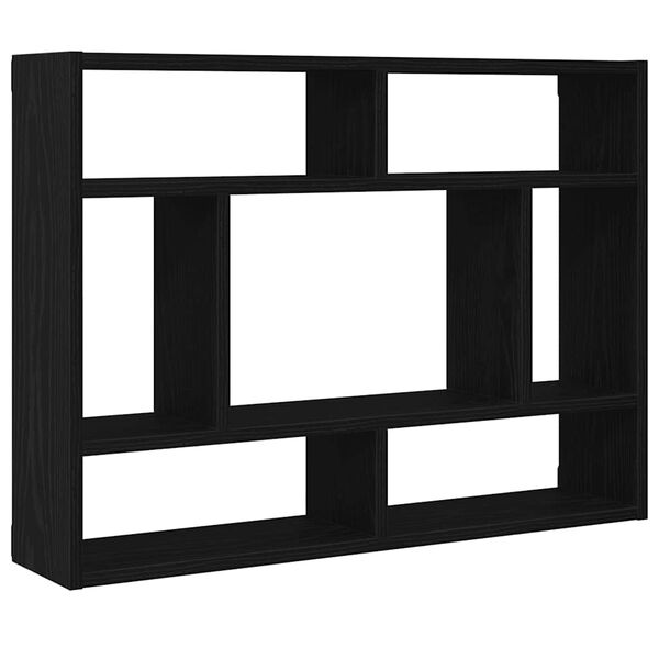 vidaXL Wall Shelf Black Oak 75x16x55 cm Engineered Wood