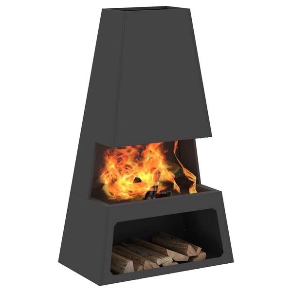vidaXL Fire Pit Black 60 x 35 x 100 cm Steel