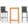 vidaXL 3 Piece Garden Bar Set with Cushions Poly Rattan Grey