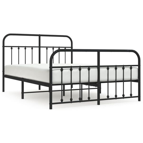 vidaXL Metal Bed Frame without Mattress with Footboard Black 140x200cm
