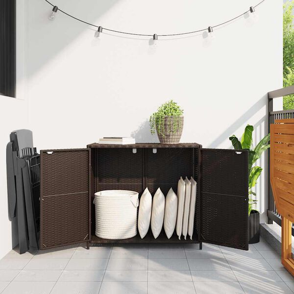 vidaXL Garden Storage Cabinet Brown 83x45x76 cm Poly Rattan