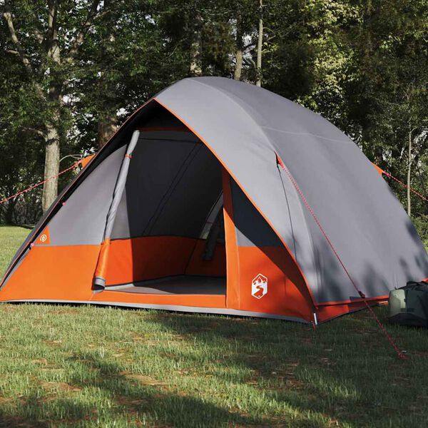 vidaXL Camping Tent Grey and Orange 320 x 275 x 190 cm Taffeta