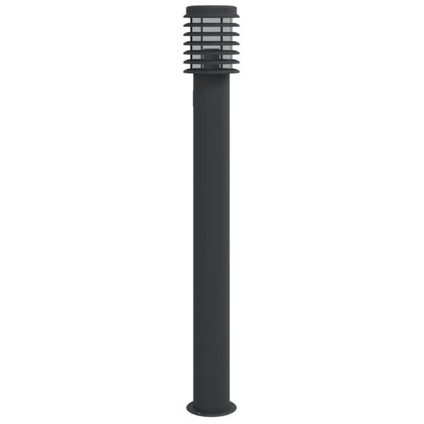 vidaXL Outdoor Floor Lamp with Outlet Black 110cm Stainless Steel