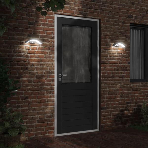 vidaXL Outdoor LED Wall Lights with Sensors 2pcs Black Die-cast Aluminium