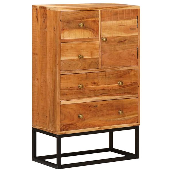 vidaXL Chest of Drawer Natural 55 x 30 x 90 cm Solid Acacia Wood