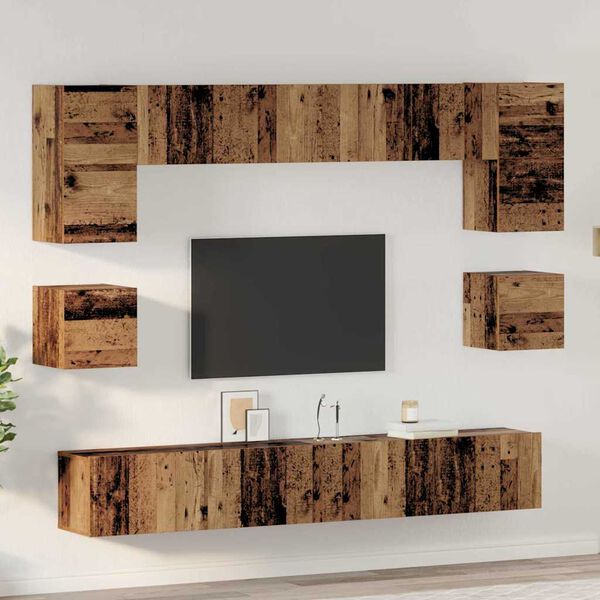 vidaXL TV Cabinet Set Wall-mounted 8 pcs Old Wood Engineered Wood