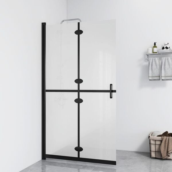vidaXL Foldable Walk-in Shower Wall Frosted ESG Glass 110x190 cm