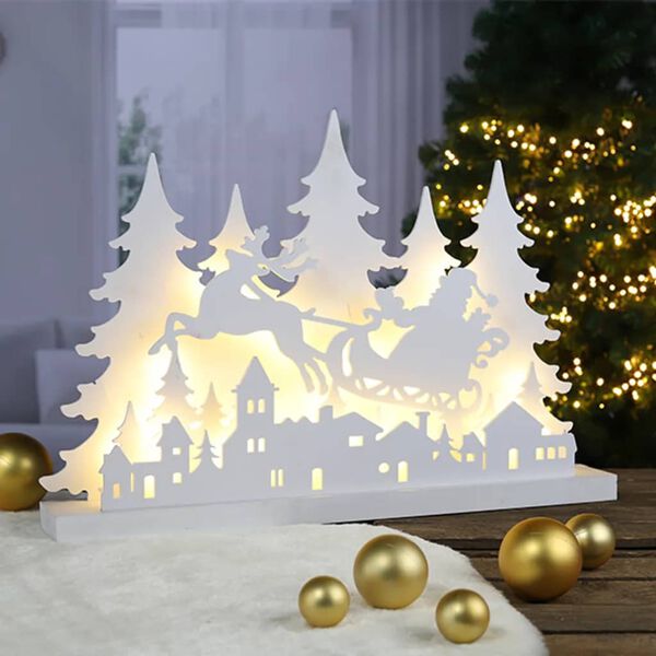 HI LED Wooden Silhouette with Single Reindeer
