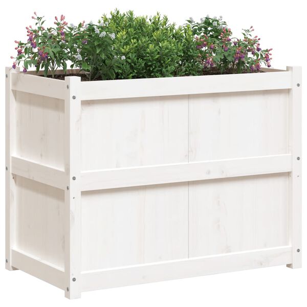 vidaXL Garden Planter White 90x50x70 cm Solid Wood Pine