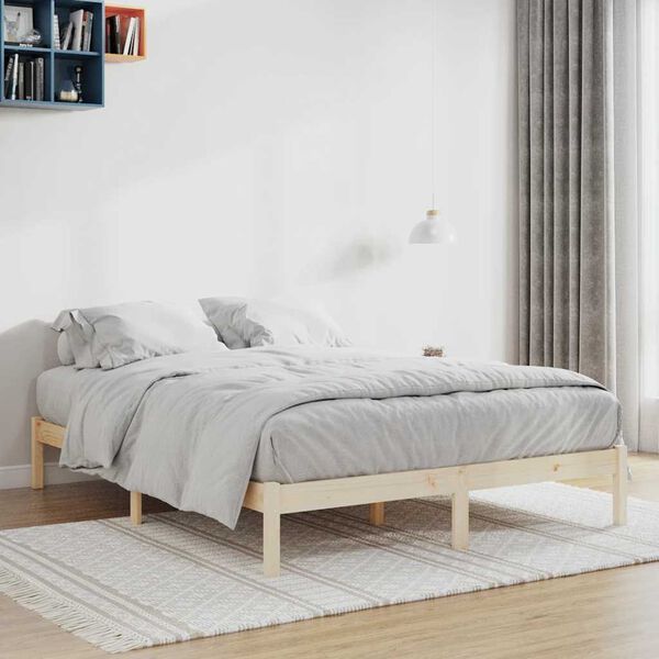 vidaXL Bed Frame without Mattress 193x203 cm Solid Wood Pine King