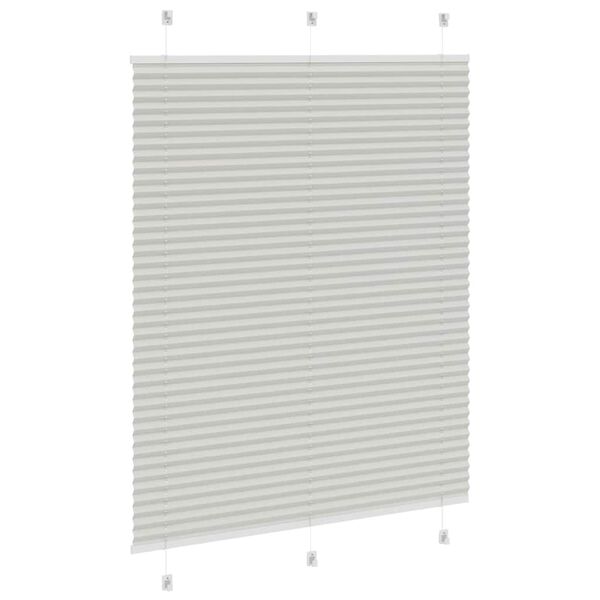 vidaXL Pleated Blind Light Grey 105x100 cm Fabric Width 104.4 cm Polyester