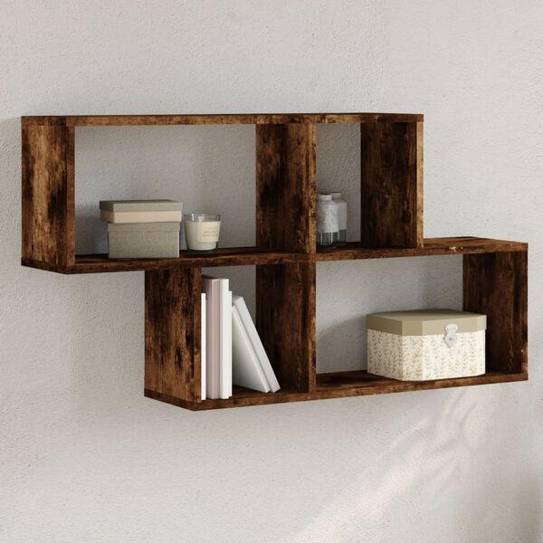 vidaXL Wall Shelf Smoked Oak 100x20x53 cm Engineered Wood