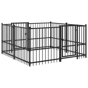 vidaXL Outdoor Dog Playpen Black 192 x 192 x 100 cm Steel