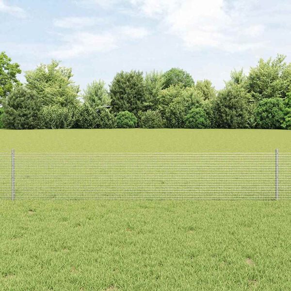 vidaXL Fence and Post Silver 0.4 x 25 m Steel