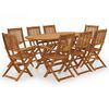 vidaXL 9 Piece Folding Garden Dining Set Solid Acacia Wood