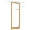 vidaXL Sliding Door Natural 83 x 211 cm Solid Pine Wood and Glass