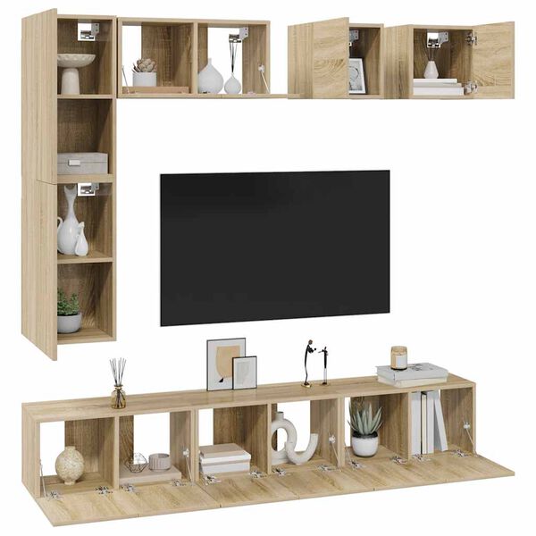 vidaXL 8 Piece TV Cabinet Set Sonoma Oak Engineered Wood