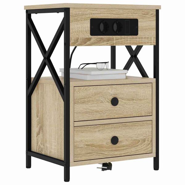 vidaXL Bedside Cabinet Sonoma Oak 40 x 31 x 60 cm Engineered Wood