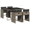 vidaXL Garden Dining Set | Grey | PE rattan, powder-coated steel, tempered glass