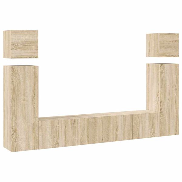 vidaXL 8 Piece TV Cabinet Set Sonoma Oak Engineered Wood