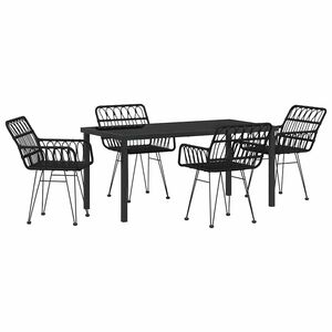 vidaXL Garden Dining Set 5 pcs Black Powder-Coated Steel