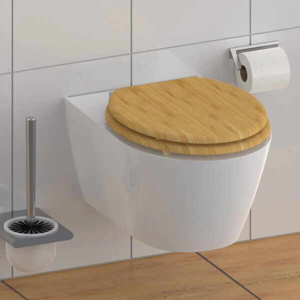 SCH&Uuml;TTE Toilet Seat with Soft-Close NATURAL BAMBOO