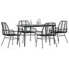 vidaXL 5 Piece Garden Dining Set Black Poly Rattan Glass