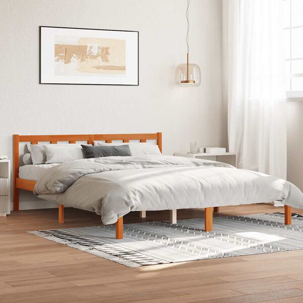 vidaXL Bed Frame without Mattress Wax Brown 160x200 cm Solid Wood Pine