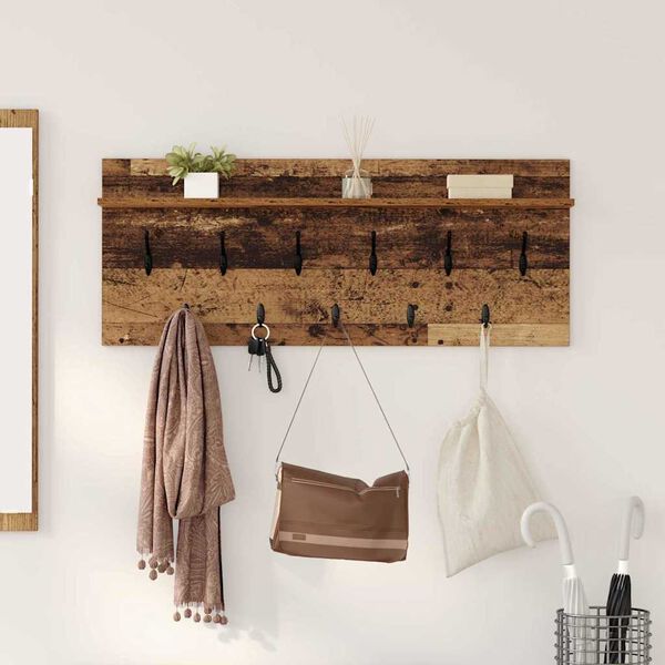 vidaXL Wall-Mounted Coat Rack with Shelf Old Wood 100 x 40 x 12 cm