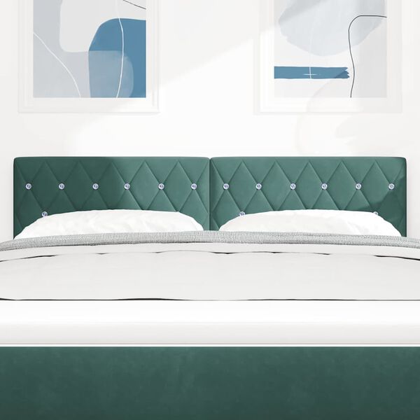 vidaXL LED Headboard with LED Strip Lights Dark Green 144 cm Polyester