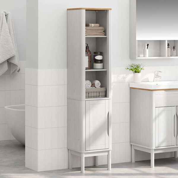 vidaXL Bathroom Tall Cabinet White 35 x 30 x 160 cm Solid Pine Wood