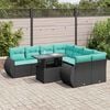 vidaXL 9 Piece Garden Sofa Set with Cushions Black Poly Rattan Acacia
