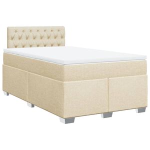 vidaXL Box Spring Bed with Mattress Cream 120x190 cm Fabric