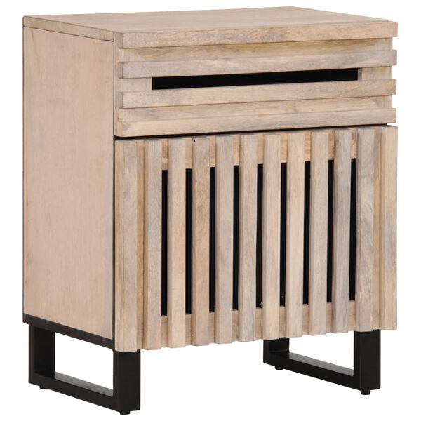 vidaXL Bedside Cabinet White 50x34x60 cm Solid Wood Mango