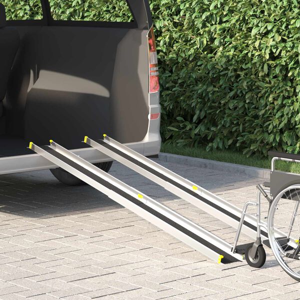 vidaXL Wheelchair Ramp 2 pcs Black 213.5 x 19.5 x 5.5 cm Aluminium